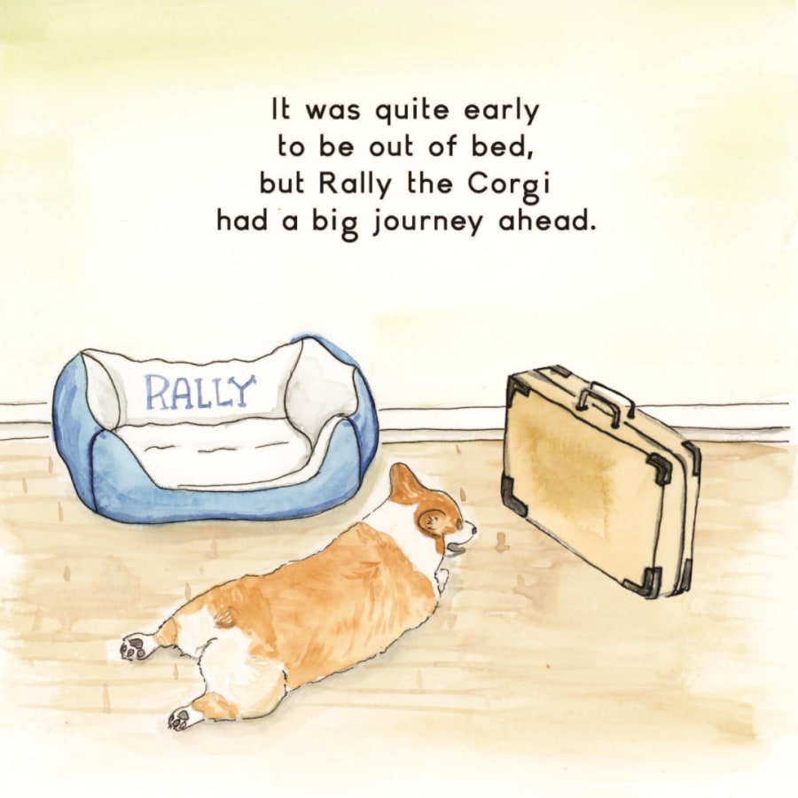 Watercolor page from Rally Takes the Train used in this lesson