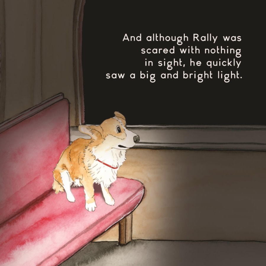 Watercolor page from Rally Takes the Train used in this lesson