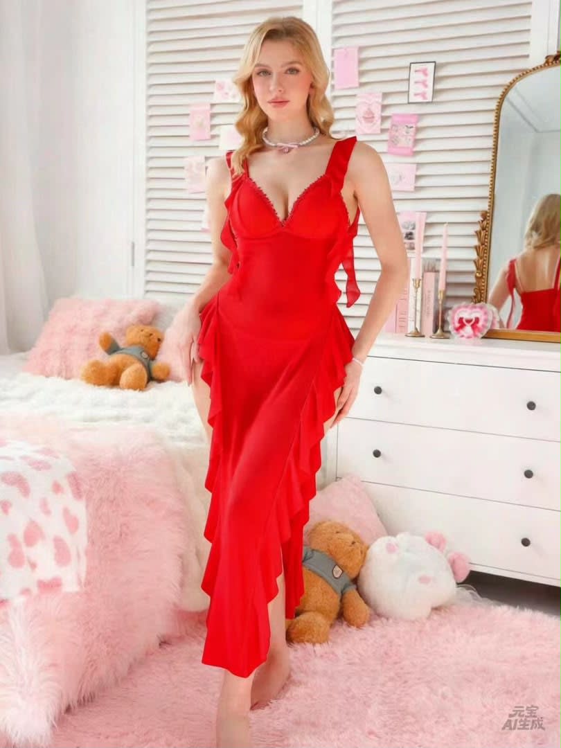 nuisette robe rouge longue
