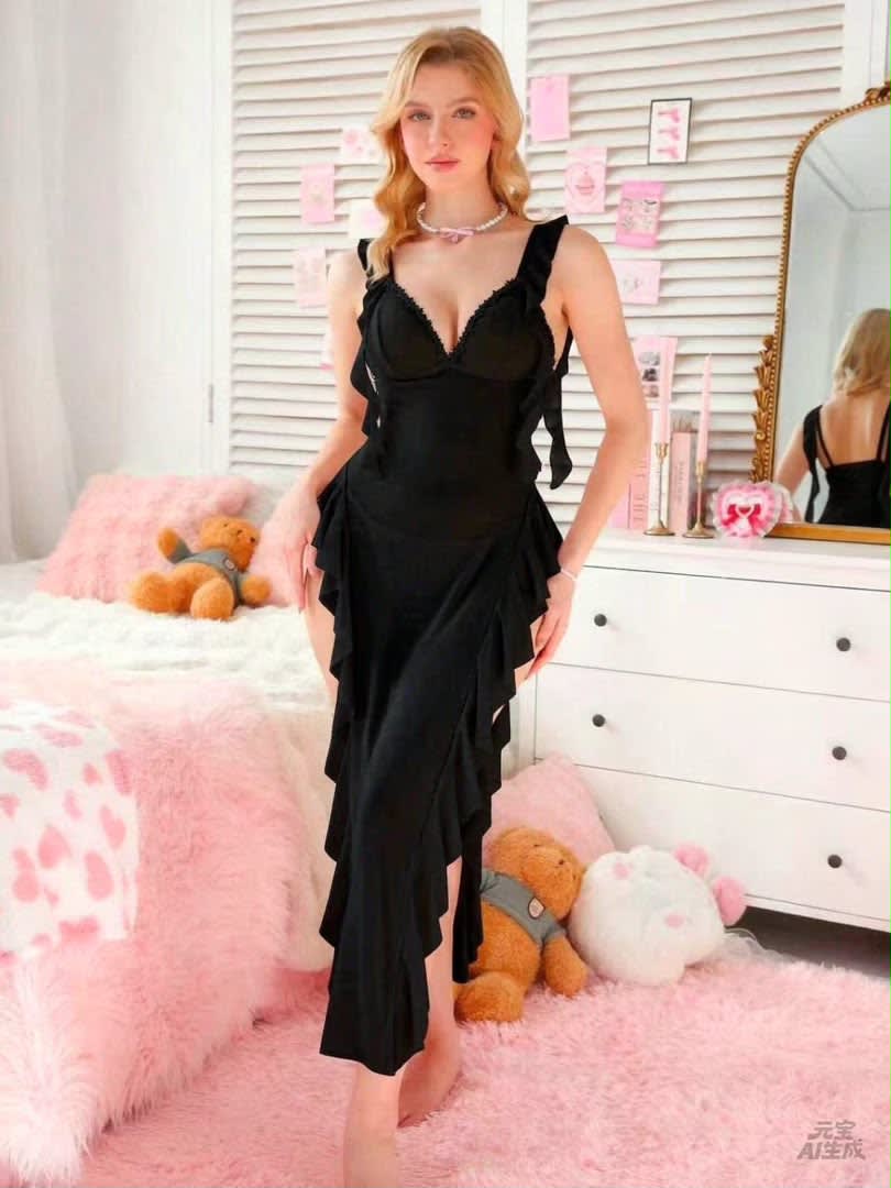 élégante robe nuisette noire