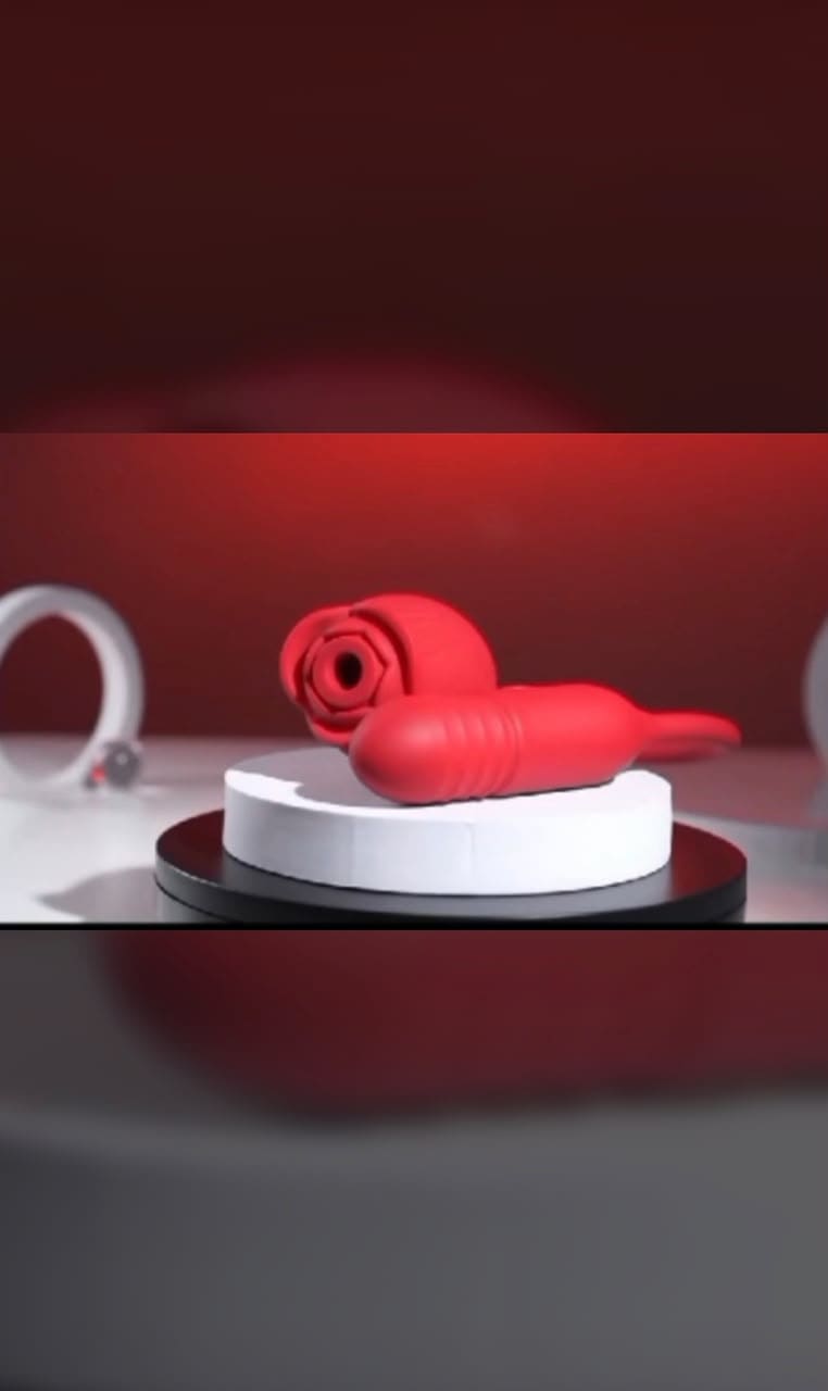vibromasseur et stimulateur intime rouge au design en forme de fleur de rose