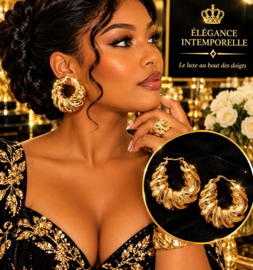 Boucles d'oreilles créoles texturées de style croissant