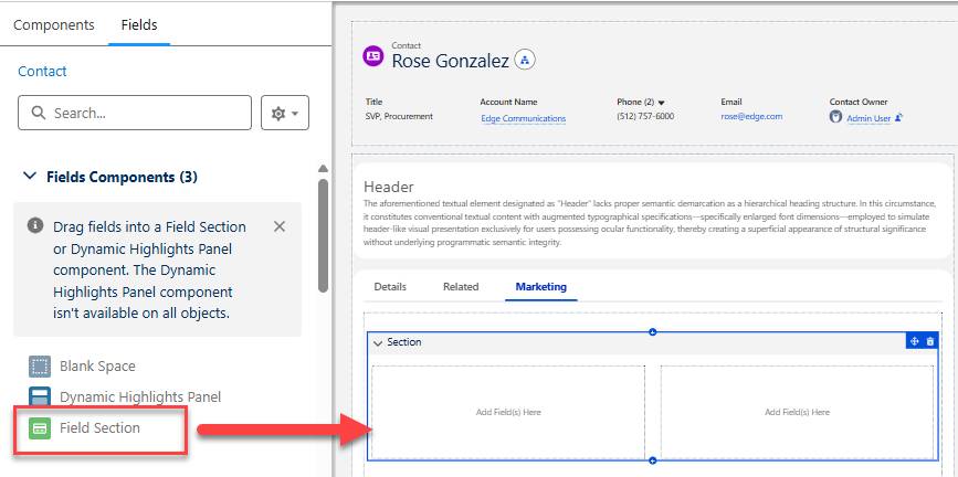 The Contact record page corresponding to the preceding instructions.