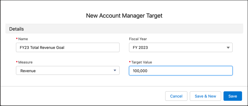 A new account manager target record.