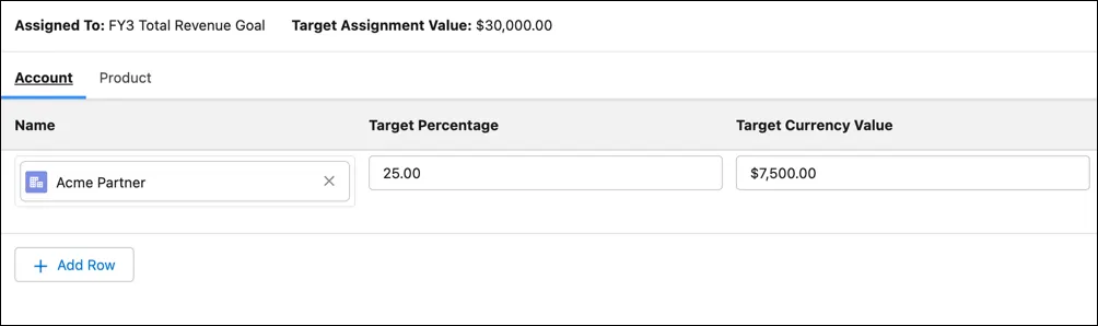 Elliott Drake's target distributed by account.