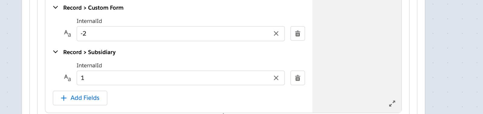 Rest of step 6 of flow to update the customer with fields such as custom form internal ID and subsidiary internal ID.
