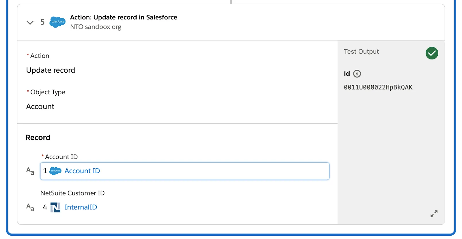 Tested flow showing a green check mark on step 5 in If branch.