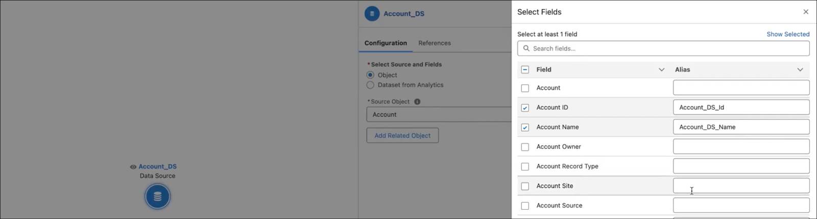Configuration section for Account_DS data source.