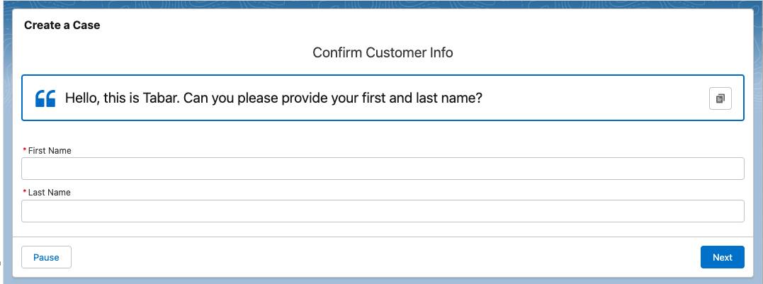 Enter the customer's first and last name