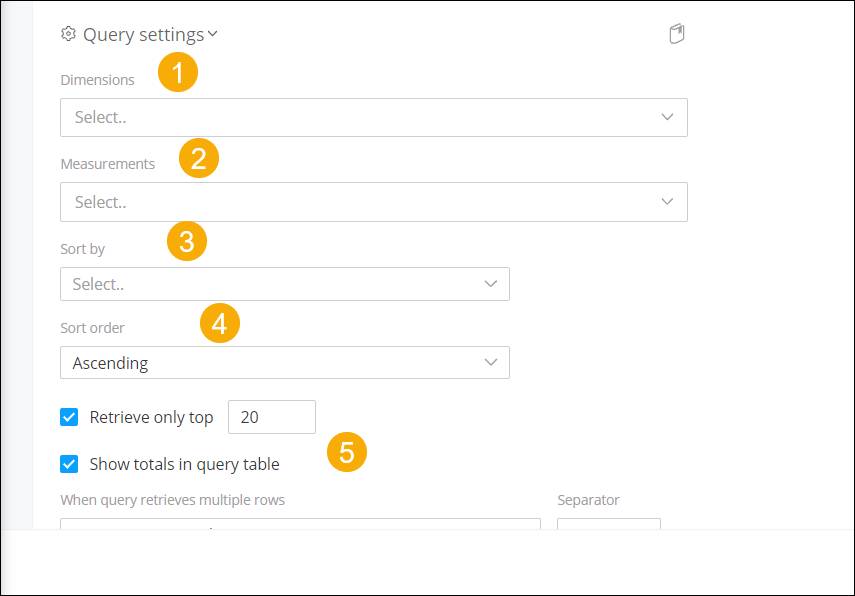 Pantalla Crear nueva acción de correo electrónico con la sección Configuración de consultas ampliada y destacada