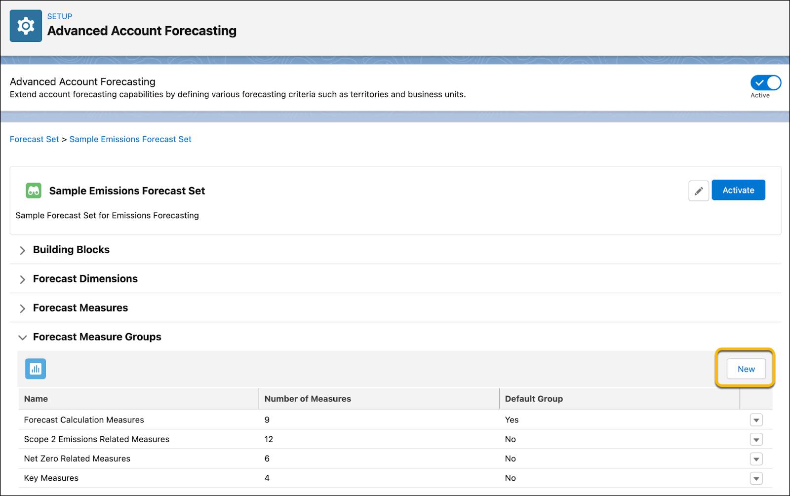 Forecast Measure Groups on the Advanced Account Forecasting page.