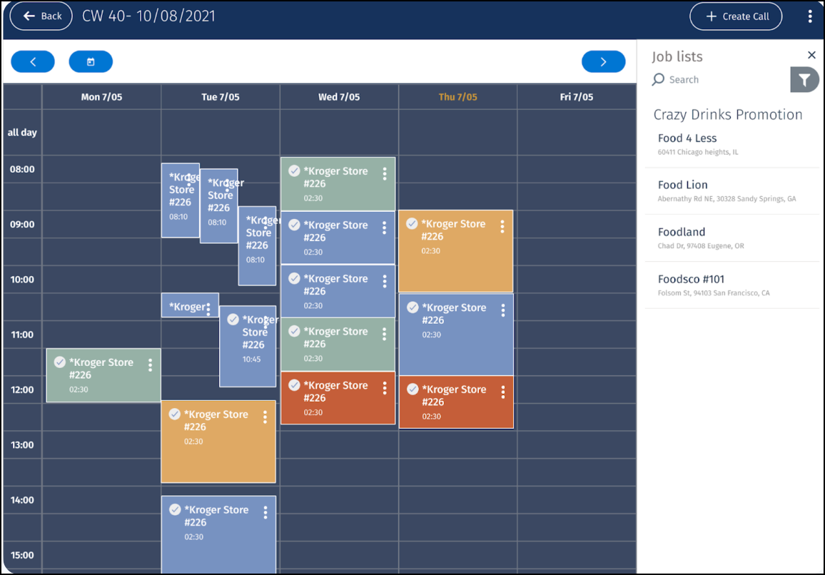 The Activity Planner showing planned activities and upcoming visits