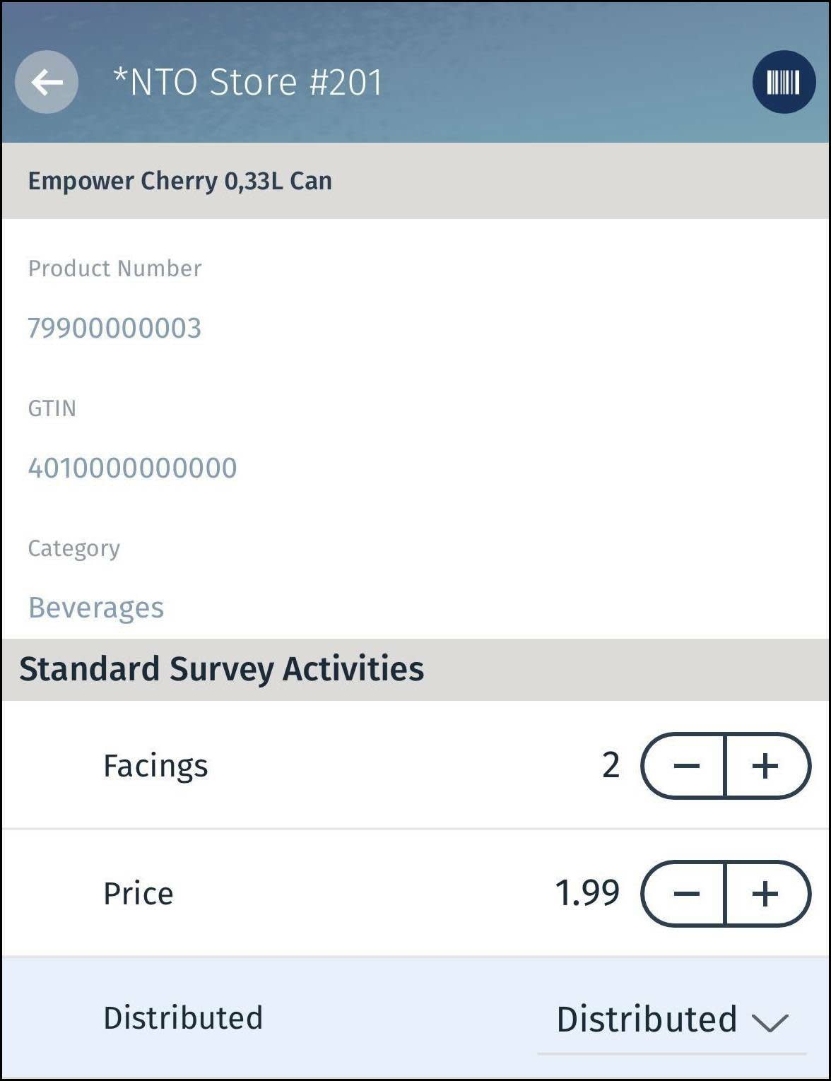 The Product Survey page for Empower Cherry showing the survey questions.