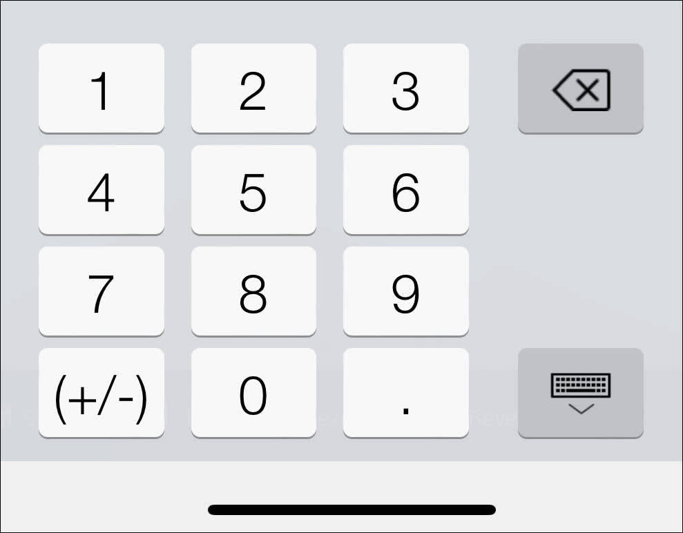 テンキーボード。調査のための質問に対する値を入力するためのオプションが表示されている。