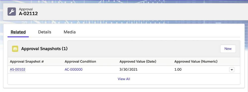 A sample approval snapshot.