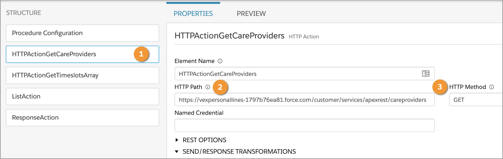 HTTP Action to get care-provider data