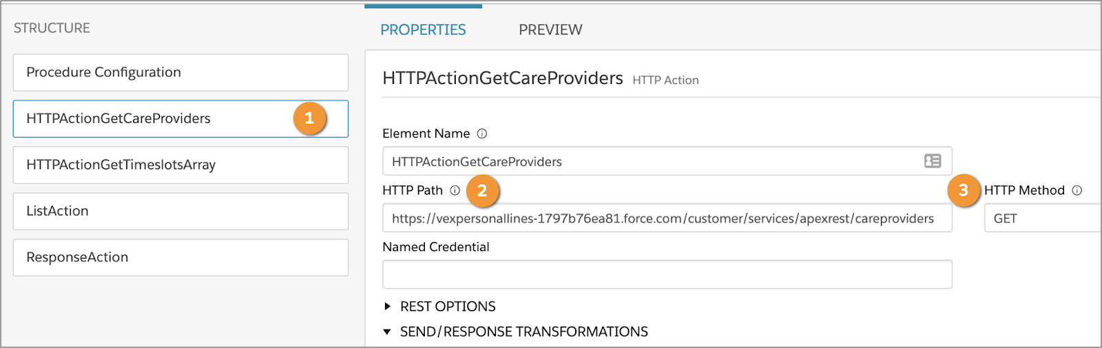 医療サービス提供者データを取得するための HTTP Action