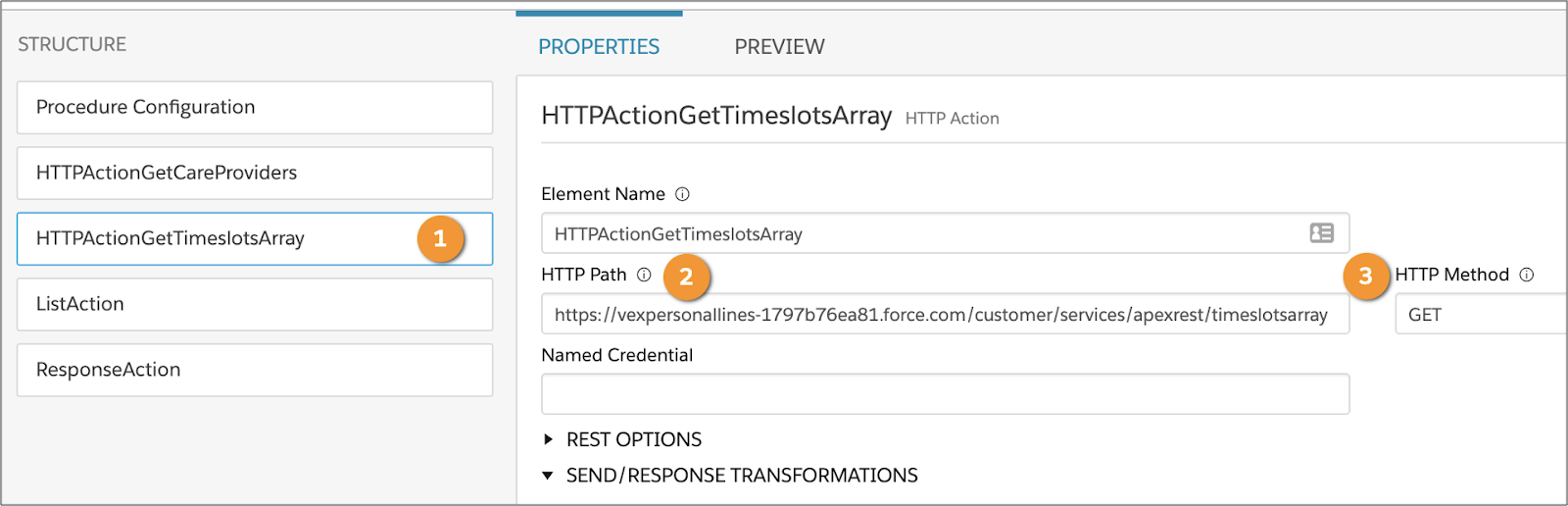 空き時間枠データを取得するための HTTP Action