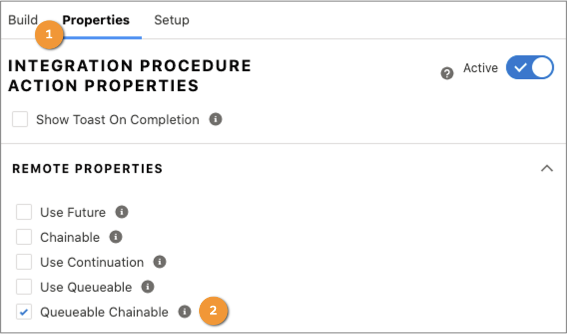 Queueable Chainable option enabled in an Integration Procedure Action