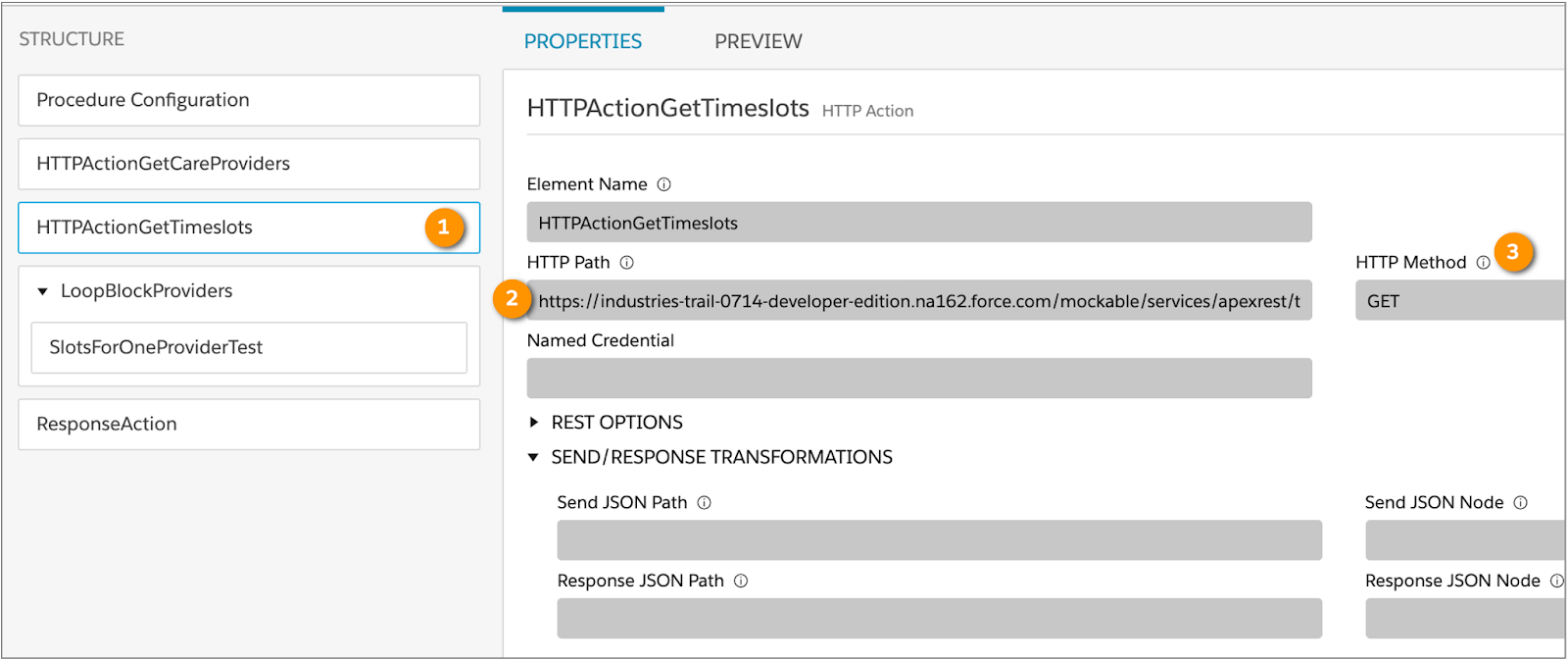 HTTP Action to retrieve time-slot data