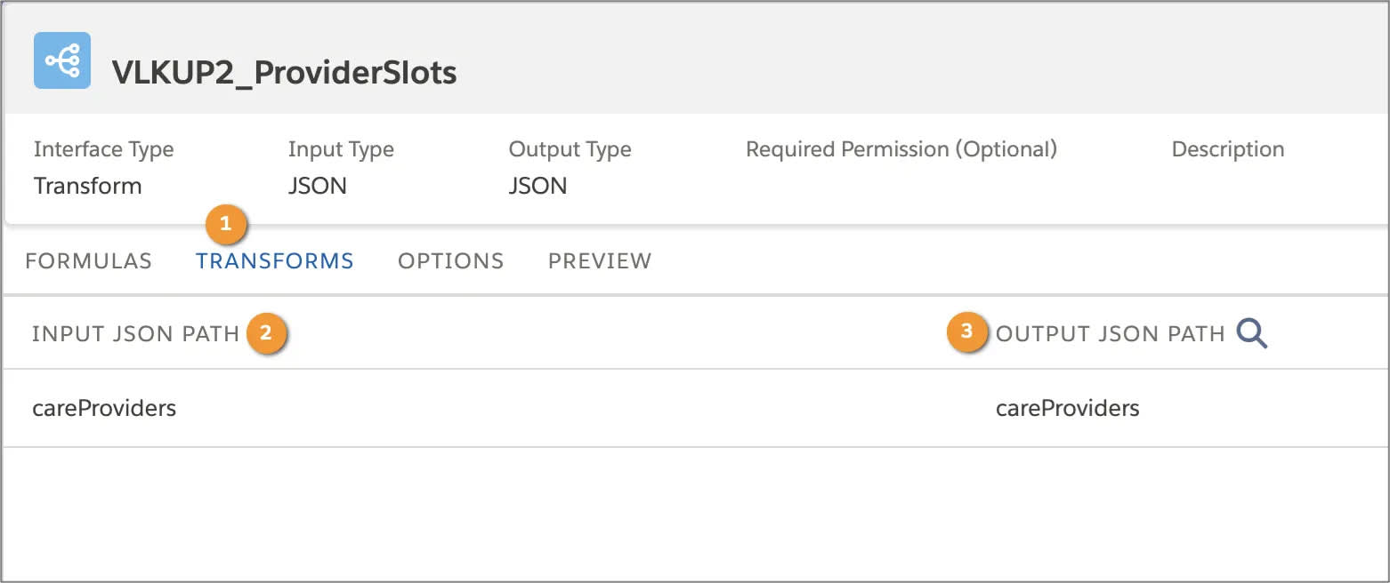 Transforms tab in a Data Mapper Transform