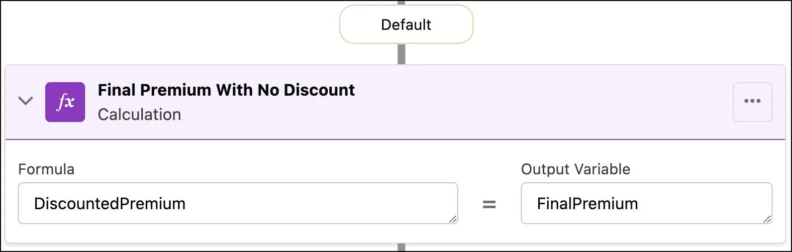The default branch path along with its calculation element.