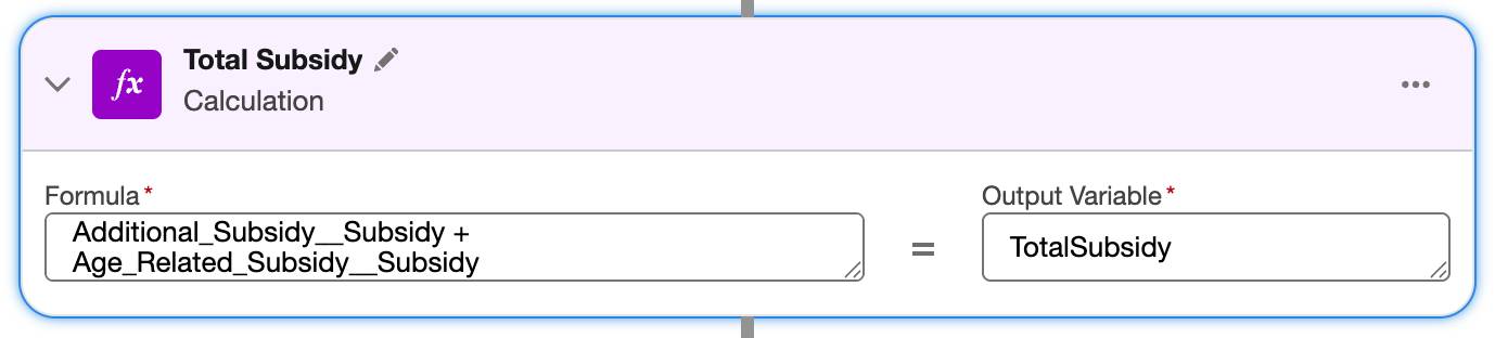 The Total Subsidy calculation element.