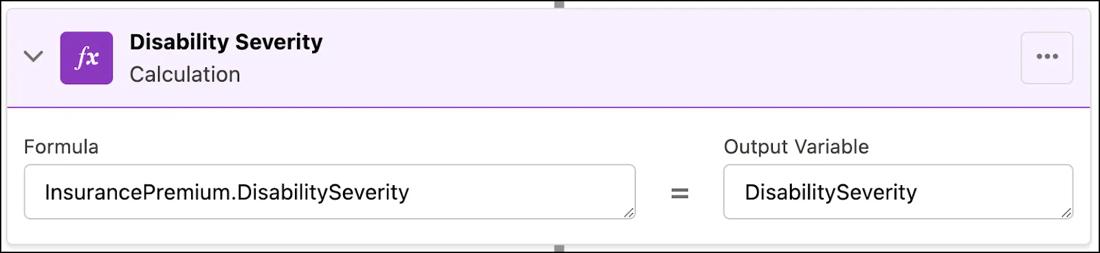 The Disability Severity calculation element.