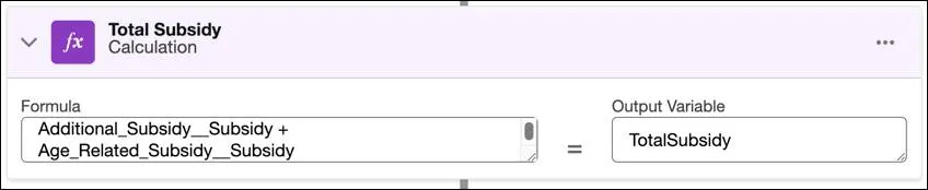 The Total Subsidy calculation element.