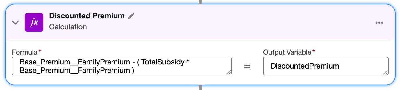 The Discounted Premium calculation element.