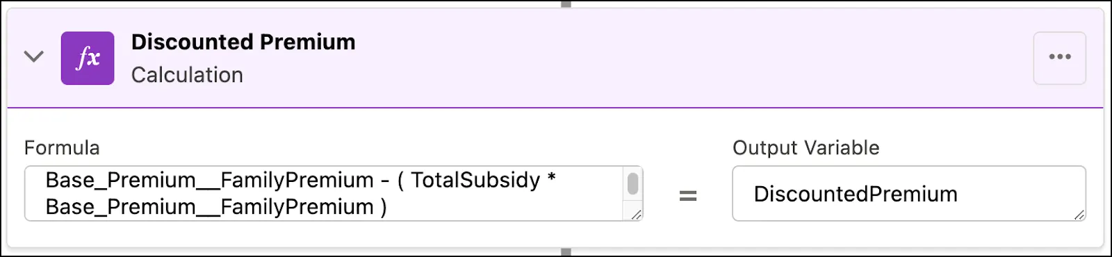 The Discounted Premium calculation element.