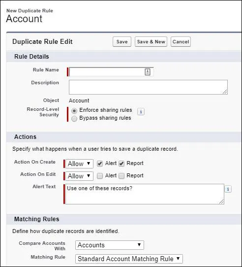 Duplicate rule in Setup.