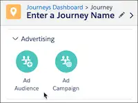 Advertising-Optionen von Journey Builder: 'Ad Audience' und 'Ad Campaign'