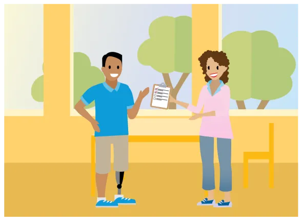 Gráfico de Linda y Elliot revisando una lista de comprobación