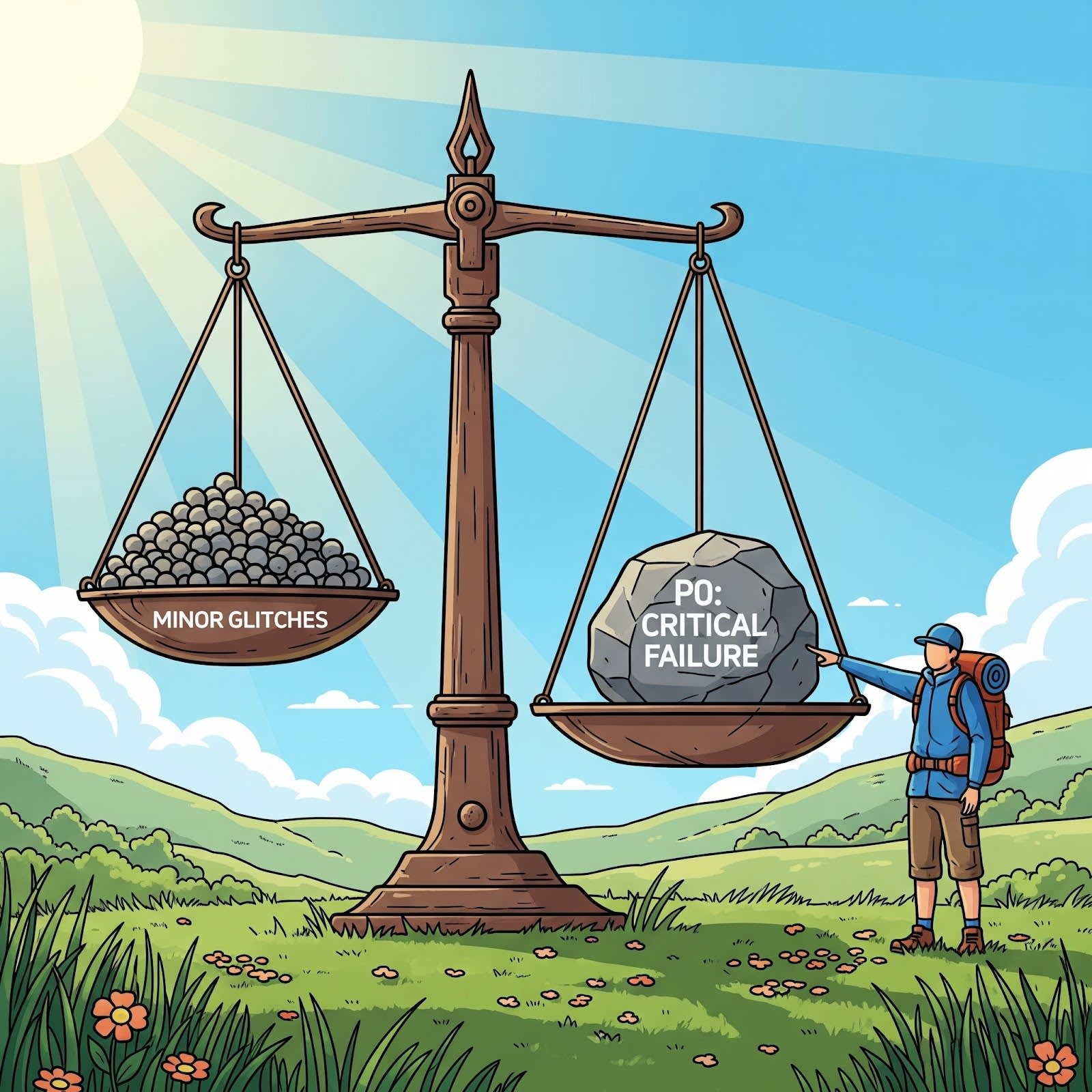 A P0 critical failure can have as much impact on the user experience as many minor glitches.