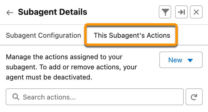 This Subagent’s Actions tab highlighted.
