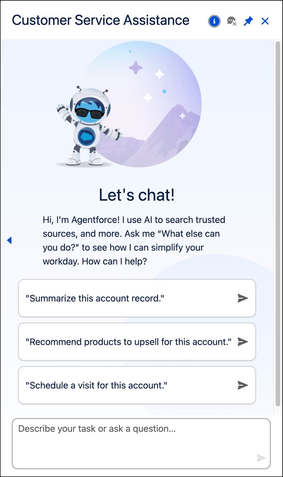 An agent providing three options to select from.