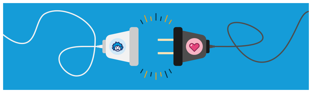 Two plugs connecting, representing Einstein and Service cloud interaction.