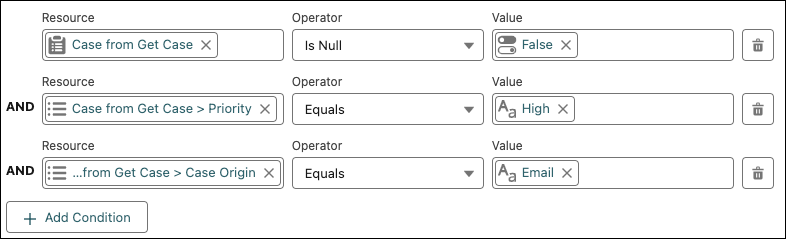 Eligibility criteria set in the decision element.