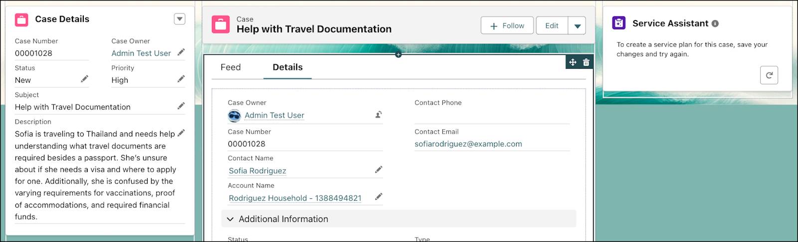 Composant Assistant de service ajouté à la page d’enregistrement Requête