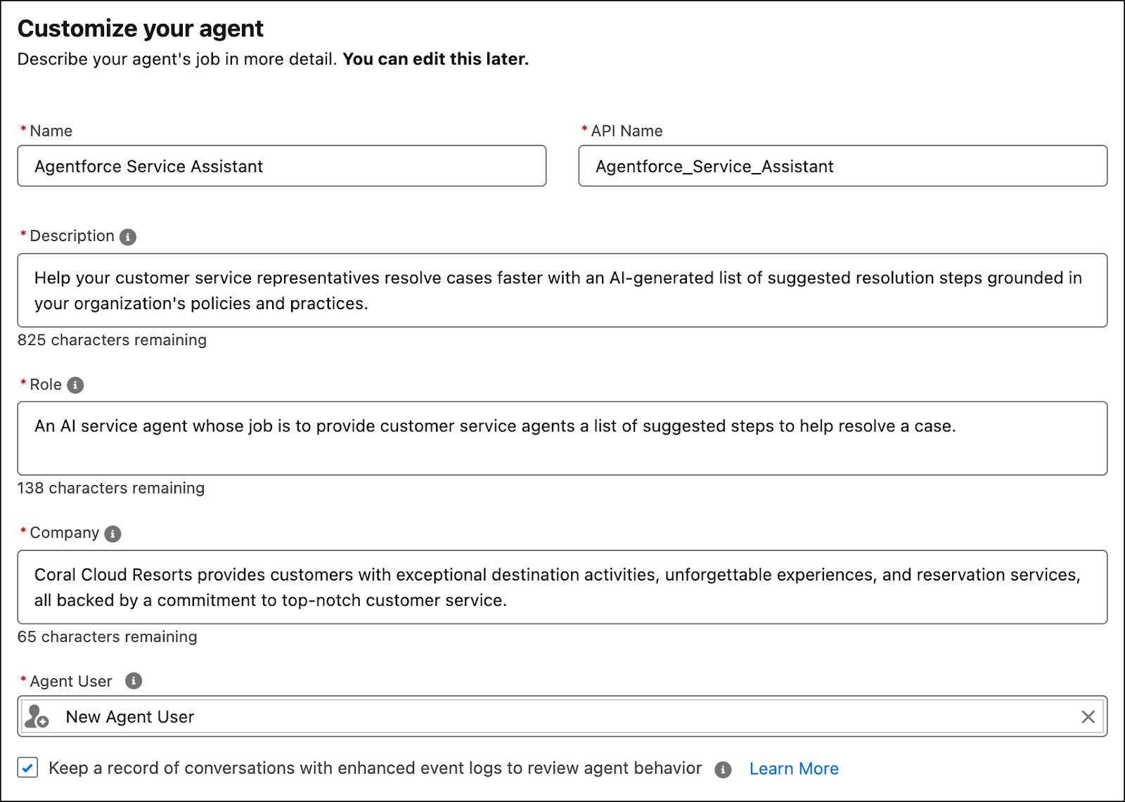 Exemple de configuration d’un agent.