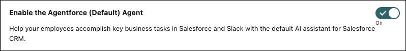 デフォルトの Agentforce エージェントの切り替え。