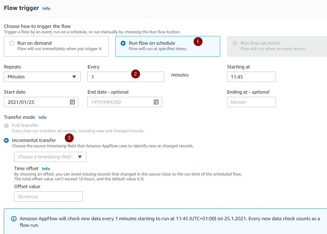 Flow trigger screen with configurations as mentioned