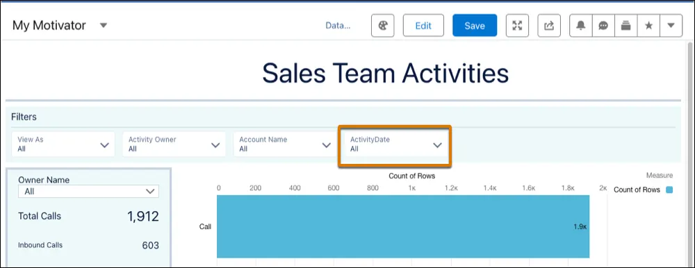 The My Motivator preview highlighting the activity date filter.