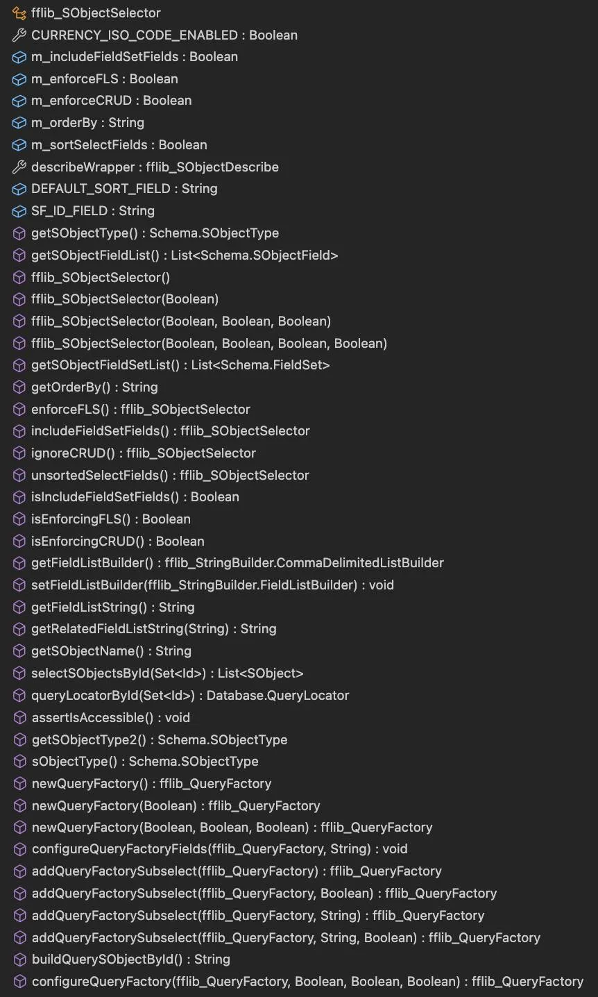 Methods on the fflibSObjectSelector base class.