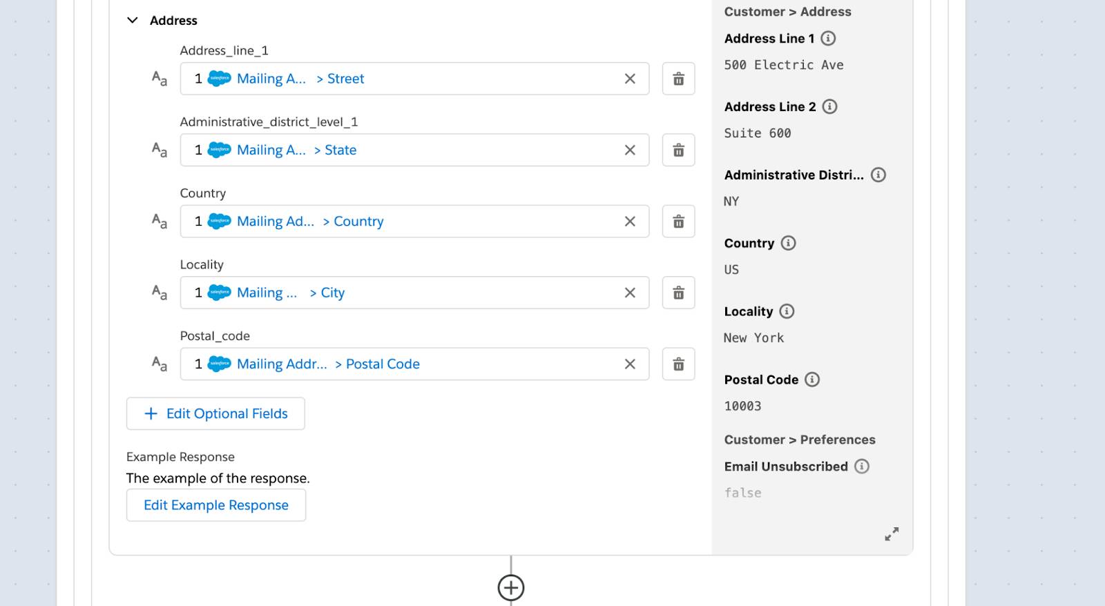 Rest of step 3 with address fields such as street, city, state, and country.