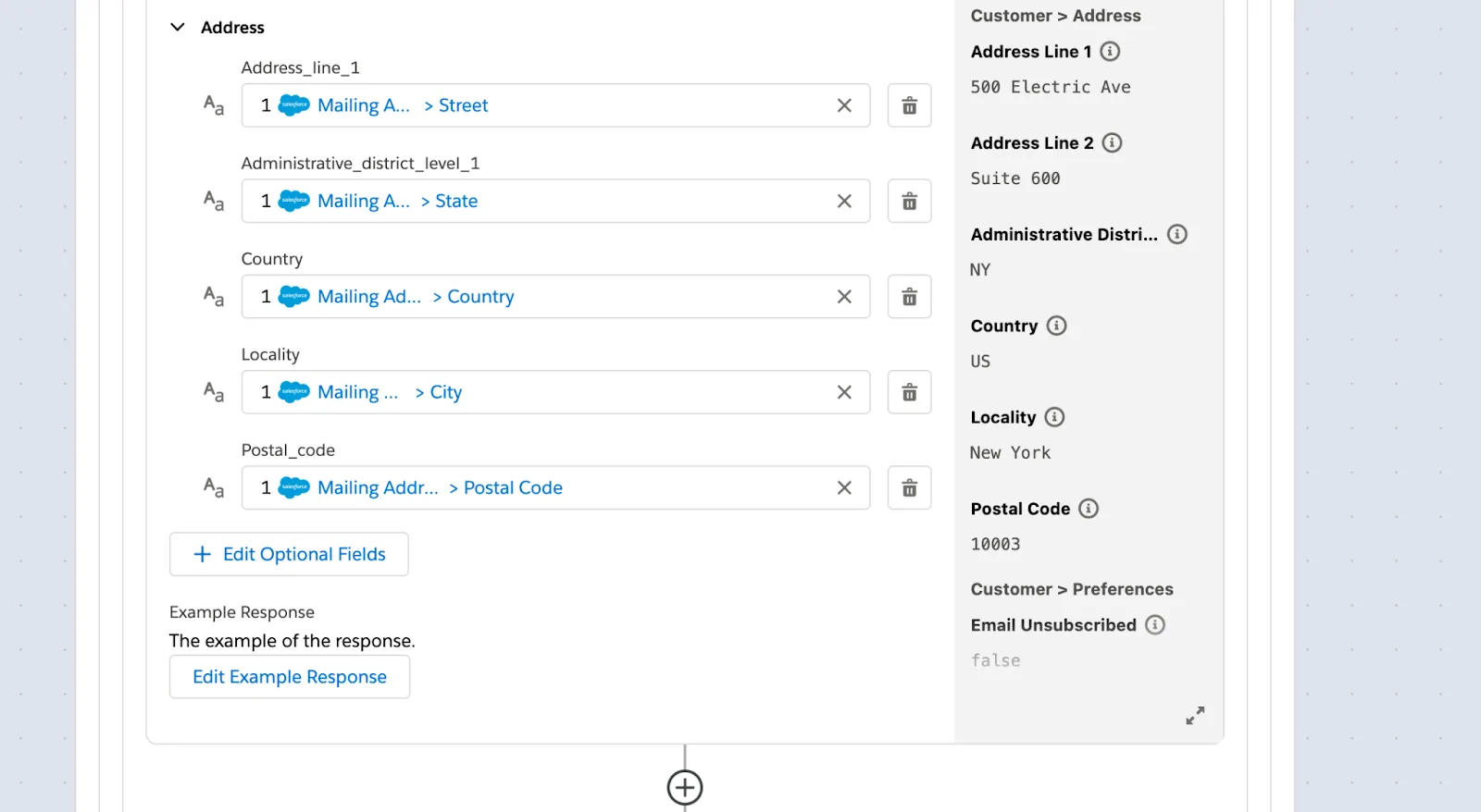 Rest of step 3 with address fields such as street, city, state, and country.