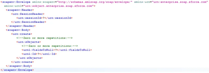 Ejemplo de solicitud create() en SoapUI