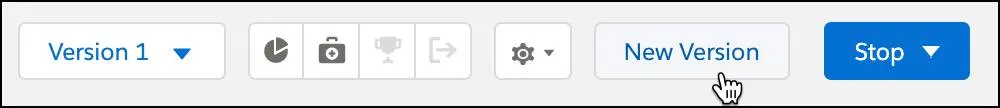 New Version button selected for a running journey.