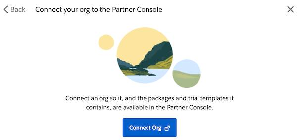 The Connect your org to the Partner Console window with a Connect Org button